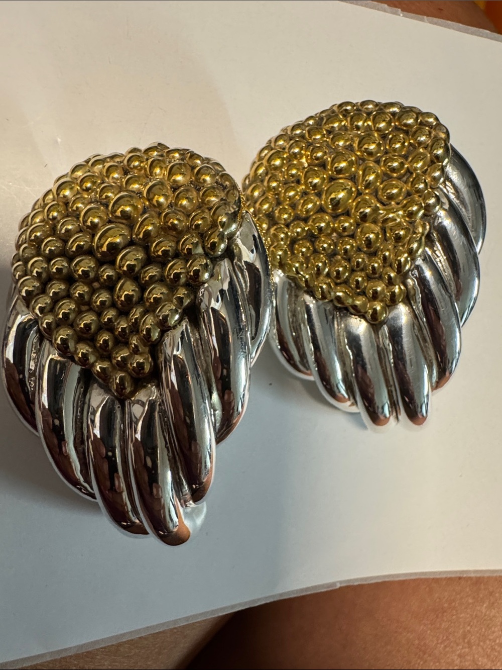 Gold tone and sterling Silver Statement Earrings